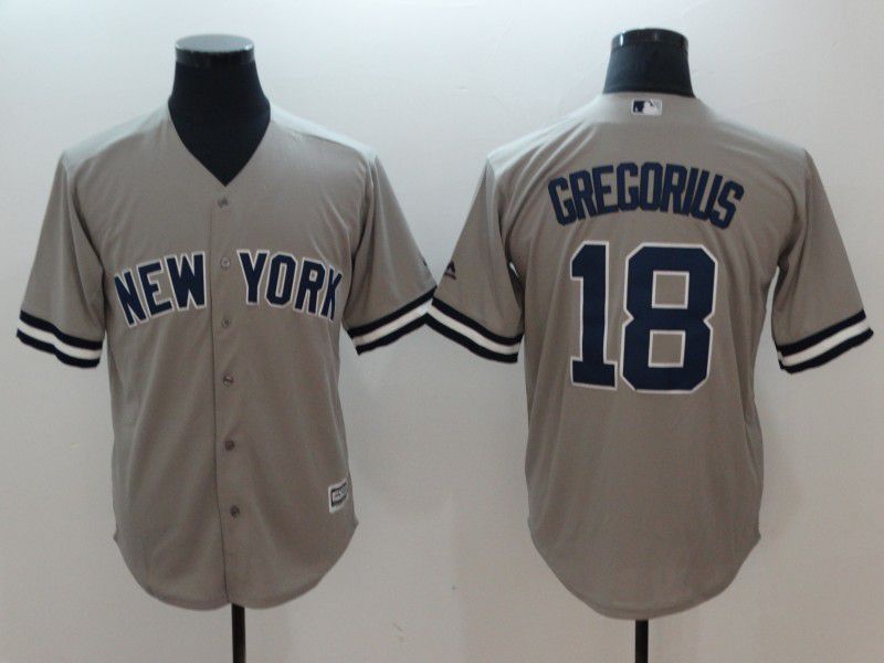 Men New York Yankees #18 Gregorius Grey Game MLB Jerseys